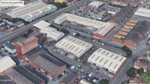 Maritime Enterprise Park in Bootle, Liverpool. Aerial